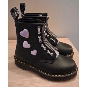 Dr Martens 1460 Zip Heart Virginia Satin Lux Lace Up Combat Boots Size 6